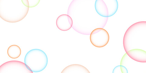 Colorful bubbles.Abstract, Colorful transparent pink, blue and soap bubbles floating in the air.Design soap bubbles on a white background. Vector illustration. Shiny balls.Soap bubbles randomly design