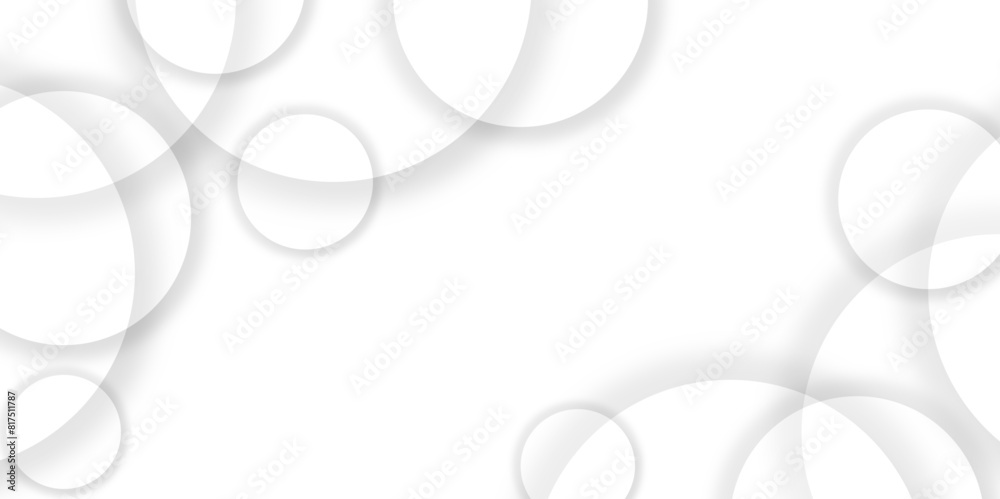 Poster Abstract background with circle white abstract geometric background with soft light white paper circles in design .Gray abstract. Modern design background for report and project presentation template.