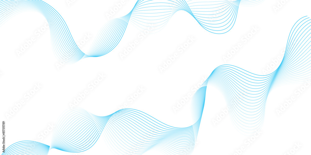 Poster Smooth wave abstract vector background layout design.background image with dynamic curves.Abstract blue futuristic blend waves lines technology background and sound wave lines on white background.
