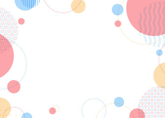 円形オブジェクトとパターンのフレーム背景、円形模様のポップなフレーム