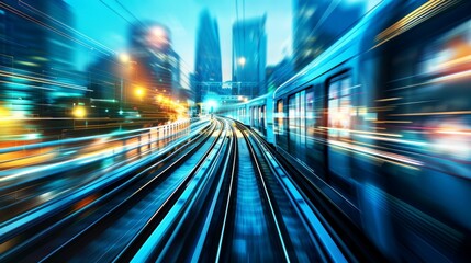 background high speed of train in the modern of city