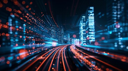 Fototapeta premium background high speed of train in the modern of city