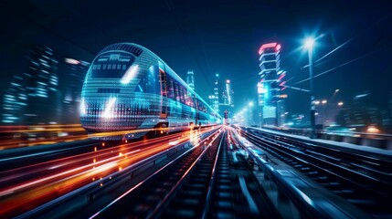 background high speed of train in the modern of city