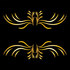 Art deco floral curls and swirls Ornamental vector elements dividers or headers. Decorative Vintage line borders or frames in geometric victorian style, elegant vintage design, antique bordering