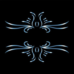 Art deco floral curls and swirls Ornamental vector elements dividers or headers. Decorative Vintage line borders or frames in geometric victorian style, elegant vintage design, antique bordering