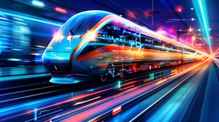 Fototapeta premium background high speed of train in the modern of city