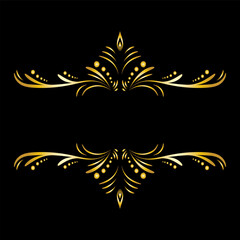 Art deco floral curls and swirls Ornamental vector elements dividers or headers. Decorative Vintage line borders or frames in geometric victorian style, elegant vintage design, antique bordering