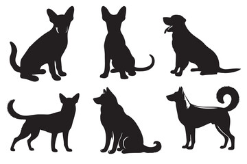 Dog silhouette vector set