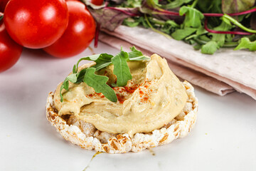 Crispbread with arabic creamy hummus