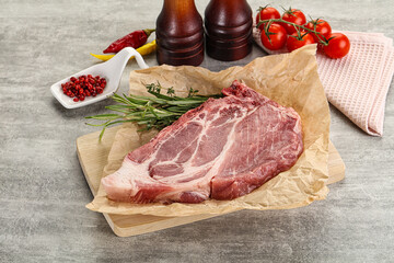 Raw pork neck steak uncoocked