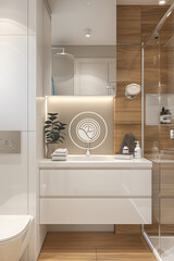 Contemporary Modern Bathroom with Minimalist Design and Warm Lighting