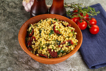 Vegetarian Pasta ptitim with vegetables