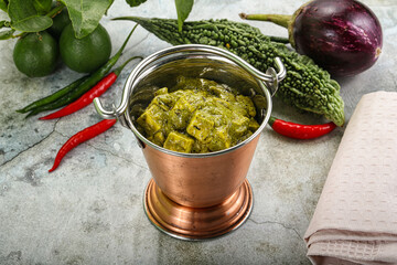 Indian cuisine - palak paneer cheese with spinach