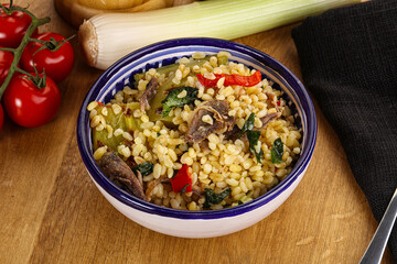 Bulgur with lamb and vegetables