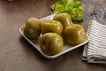 Homemade pickled green tomato appetizer