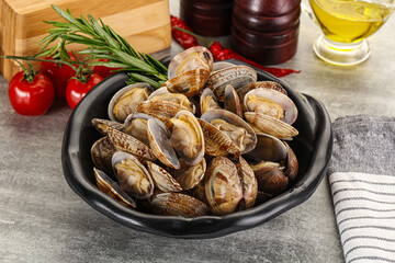 Raw vongole clams for cooking