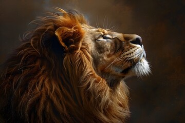 Fototapeta premium A Majestic Lion's Mane Groomed with Gentle Care in Digital Art