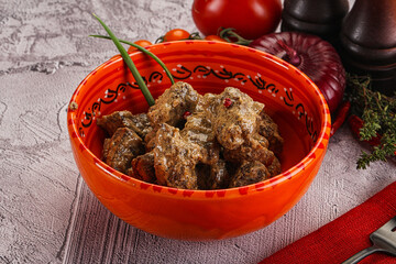 Beef liver with cream sauce