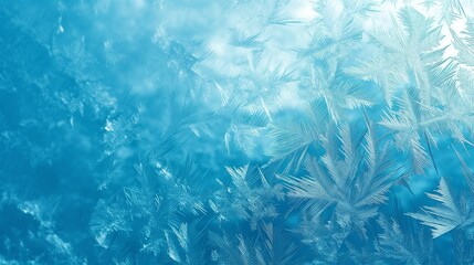 An ice blue background with frozen crystal patterns, giving the impression of a chilly, frost-covered surface. 32k, full ultra HD, high resolution