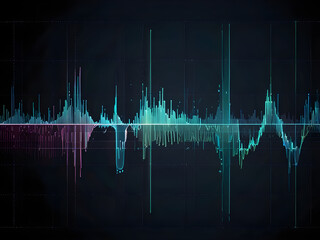 Data visualization, data network, glow sound waves effect or abstract technology background ai generative