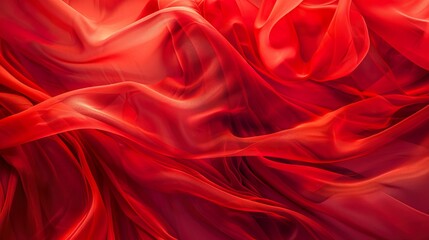 Obraz premium An abstract photograph of red fabric billowing in the wind, capturing the dynamic and vibrant nature of the color.