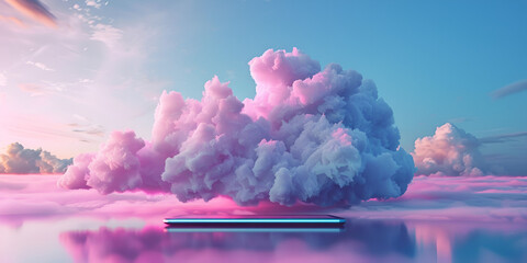 Cloud computing concept design background, 
A pink and blue sky with clouds
