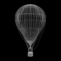 Create a 3D model of a hot air balloon. The model should be realistic and detailed. The hot air balloon should be in the center of the image.