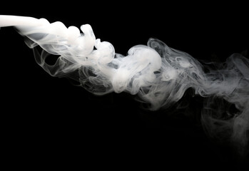 white smoke steam spray, and abstract vapor water isolated on a black background. concept of...