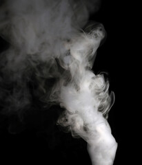 white smoke steam spray, and abstract vapor water isolated on a black background. concept of texture cold mist or hot vapor, fog effect, and cloud for design air pollution, element smog	
