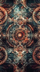 A fractal pattern symbolizing infinity, geometric background, front view, emphasizing infinite complexity, digital tone, triadic color scheme