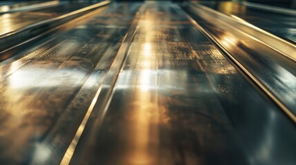 The image is a close up of a shiny metal surface with a metallic sheen