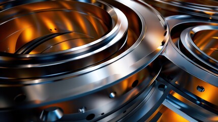 A series of metal circles with a shiny, metallic appearance
