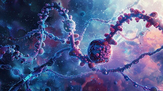 Create a molecular biology-inspired artwork using a com neon lght