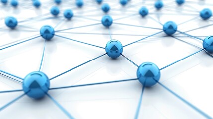 Obraz premium A 3D illustration of a social network concept, showing interconnected spheres representing people and businesses, symbolizing communication and teamwork in an online community