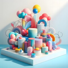 Obraz premium Vibrant Abstract Pedestals Colorful Standout Displays for Creative Projects