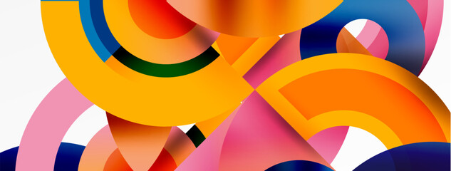 Obraz premium Round elements and circles geometric minimal composition background. Vector Illustration For Wallpaper, Banner, Background, Card, Book Illustration, landing page