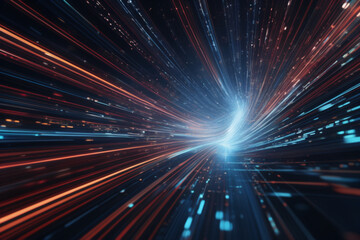 mesmerizing abstract depicts high-speed global data transfer: wavy flashes, ultra-fast broadband, cyber tech motion