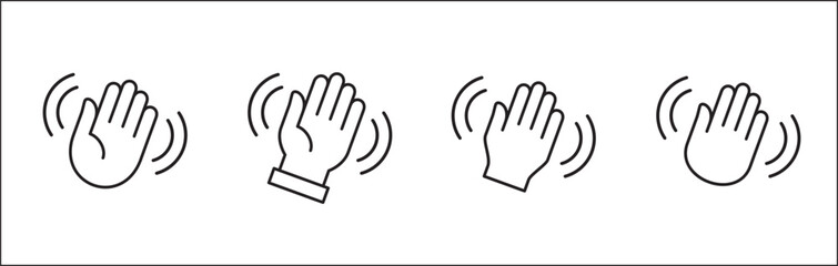 Hand gesture sign. Wave hands icon. Palm hand icon set. Hands icon symbol of greeting, goodbye, hello. Vector graphic design in flat style for user interface and buttons.