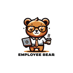 bear employee vector  illustration, logo, icon, silhouette design black and white 
