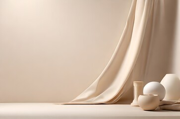 Minimal abstract light beige background for product presentation.	