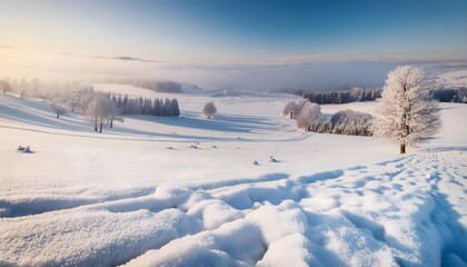 Obraz premium Winter wonderland with snow-covered fields, Snow, field, winter, wonderland, landscape