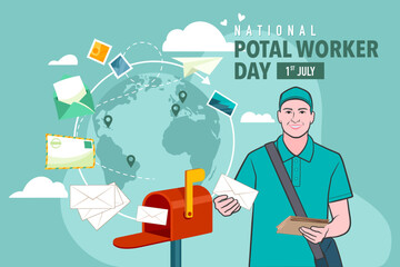 National postal workers day celebration flat poster.