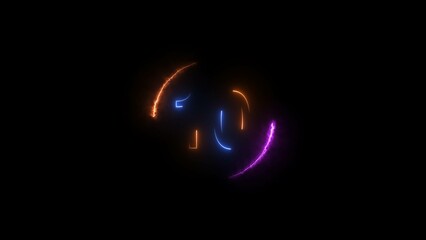Abstract countdown ten number, orange and royal blue color, neon light illustration. Black background orange and magenta circle 4k illustration.	
