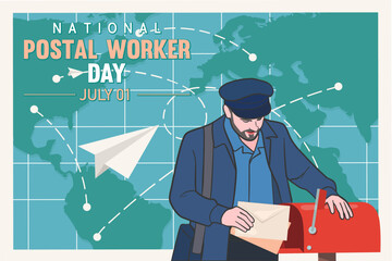 National postal workers day celebration flat poster.