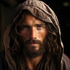 Portrait of a Serene and Wise Man in Hooded Robe