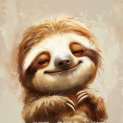 Obraz premium Cheerful sloth painting