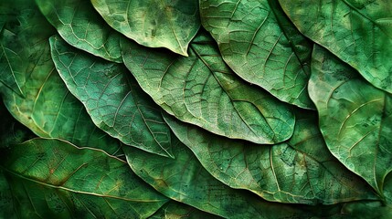 A close-up photograph of textured green leaves.