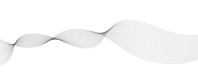 Wavy business curve lines on transparent background. Abstract ocean wave line background. Wave swirl, frequency sound wave, twisted curve lines with blend effect. Vector illustration.