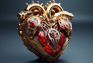 Organic-Mechanical Fusion Heart Artwork