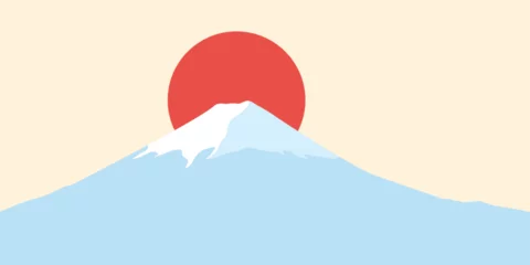 Fotobehang Blauwe hemel Mt Fuji landscape vector illustration. Simple flat style graphic background.  © Grace